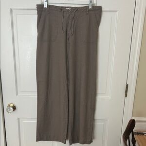 Just Living Women’s Drawstring Linen Pants in Taupe Brown M